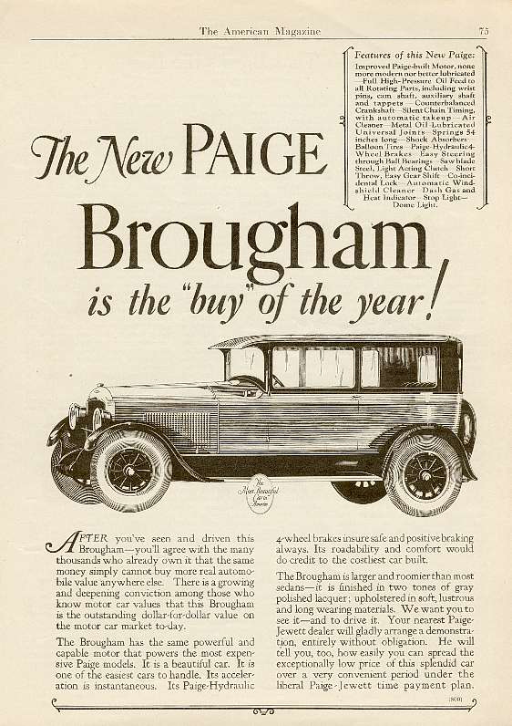 1926 Paige Auto Advertising